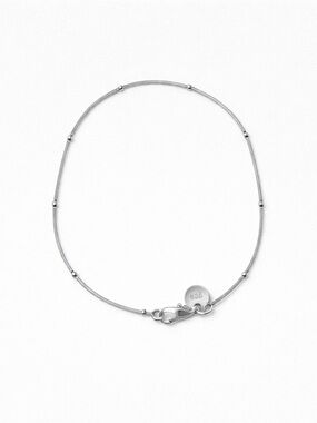 Sterling Silver Bead Station Chain Bracelet - Silver